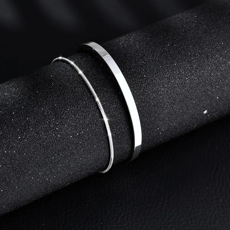 1 Set Men'S Fashion Jewelry - Stainless Steel Stackable Bracelet Trio