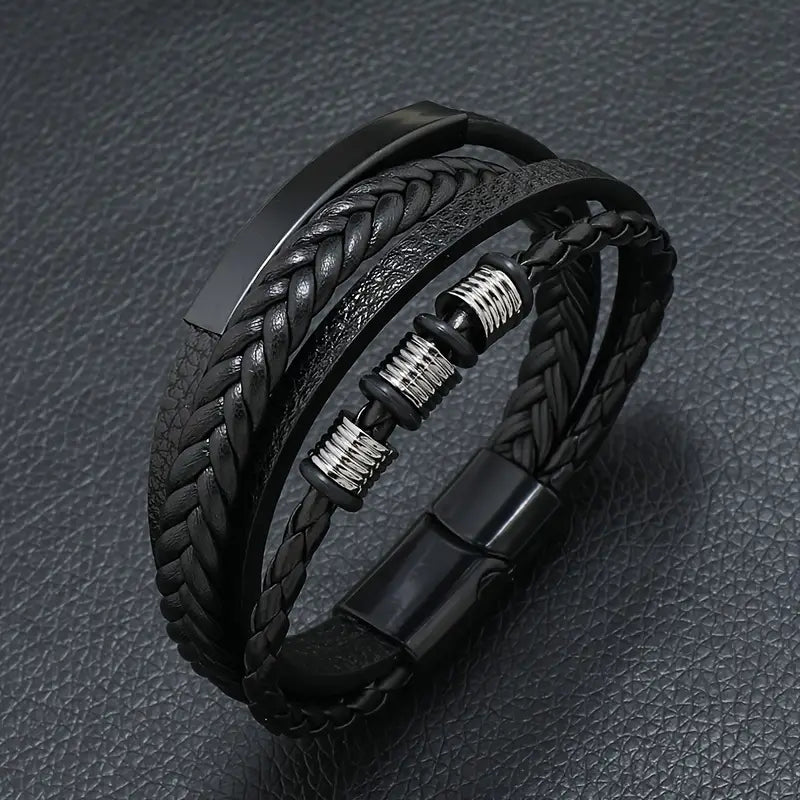 Men's Vintage Hand-woven Multi-layer Beaded Alloy