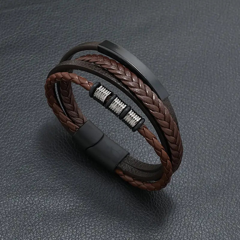 Men's Vintage Hand-woven Multi-layer Beaded Alloy