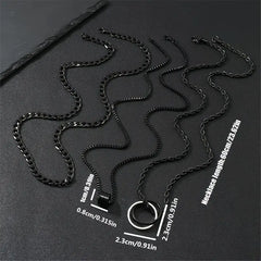 3pcs Men's Stainless Steel Black Cuban Twist Chain Set with Accessories